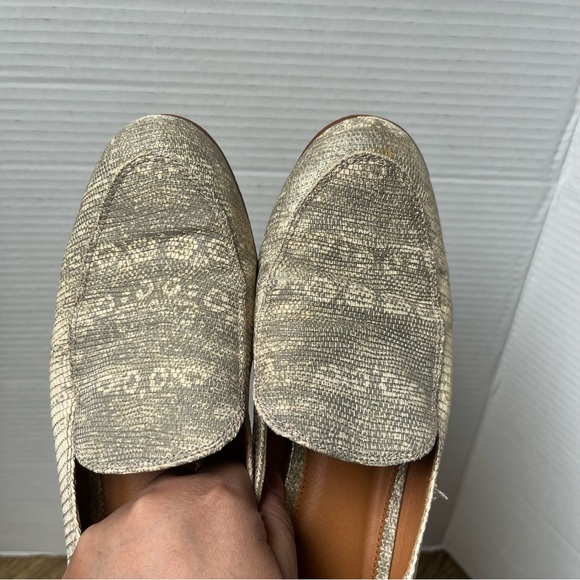 Franco Sarto Kristin Leather Sparkly Metallic Gold Snakeskin Loafers Size 8.5 - Picture 11 of 12